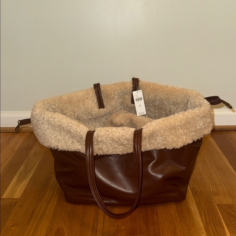 Anthropologie Sherpa Fleece Tote Bag